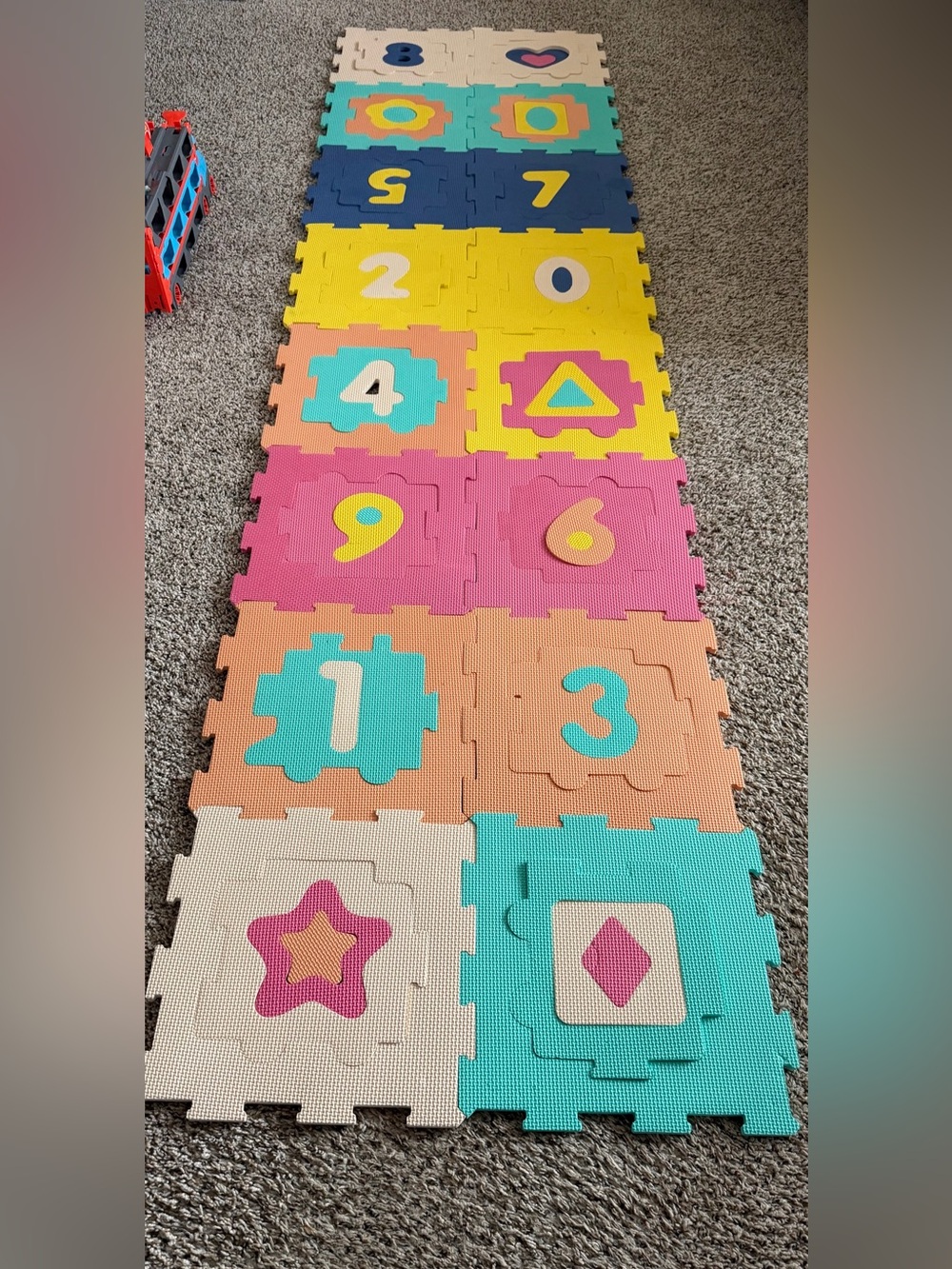 Colorful Pink Foam Puzzle Play Mat - Multi-Color Home Art